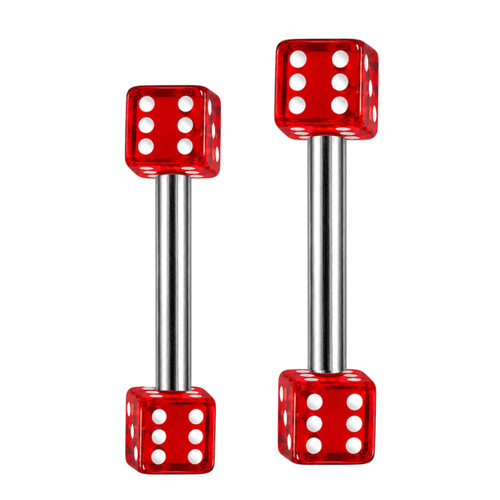 Acrylic Red Dice Straight Barbell Piercings