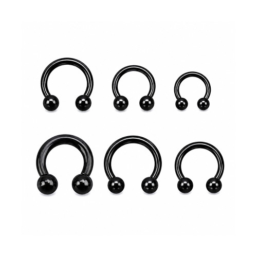 PVD Black Horseshoe Circular Barbells