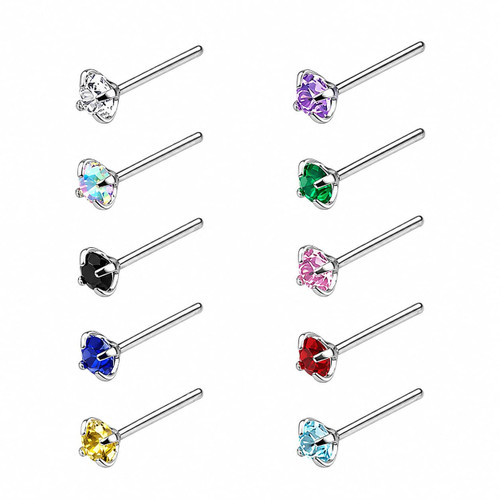 10PCS Prong Set CZ Bendable Fishtail Nose Studs
