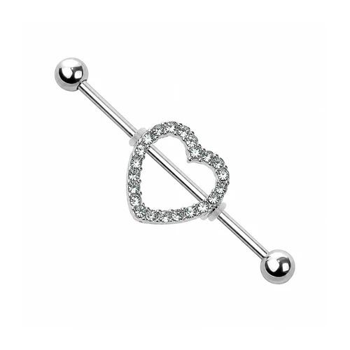 Paved CZ Heart Industrial Barbells