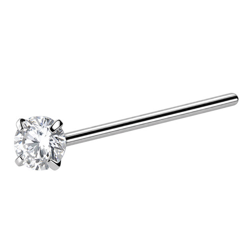 Titanium Prong CZ Fishtail Nose Ring