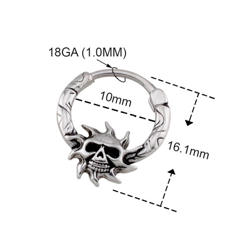 18G Snake Wrapped Skull Earring Hoop