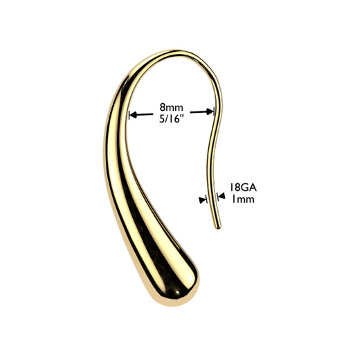 18G Teardrop Shaped Hook Earrings