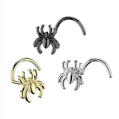 Spider Top Corkscrew Nose Ring Stud
