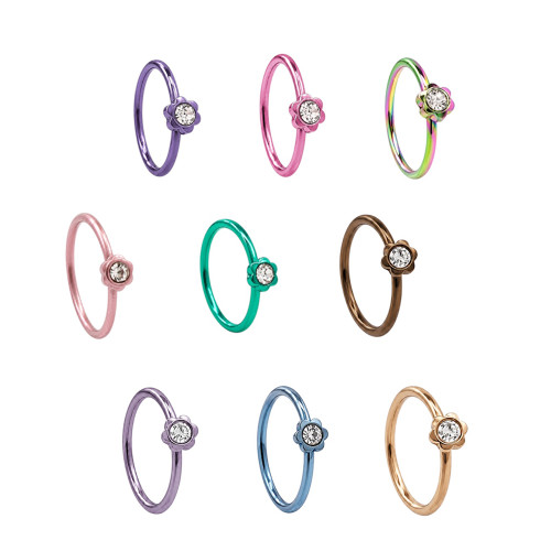 CZ Flower Bendable Hoop Nose Ring