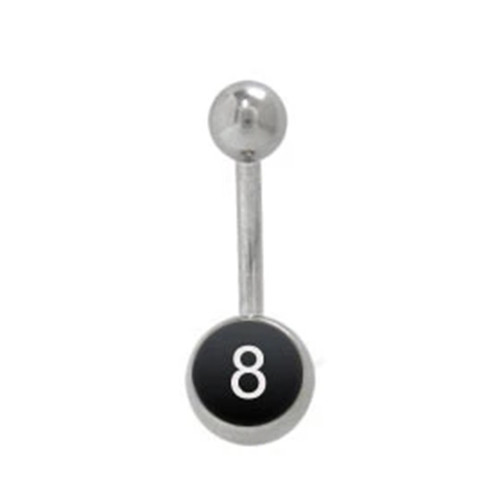 8 Ball Logo Belly Button Ring Piercing