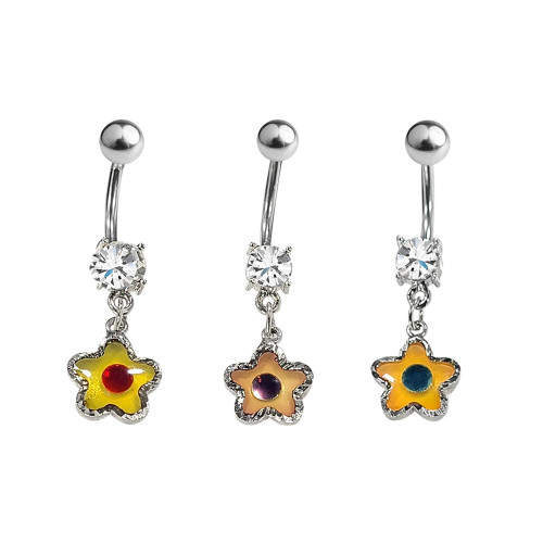 Pastel Flower CZ Dangle Belly Ring