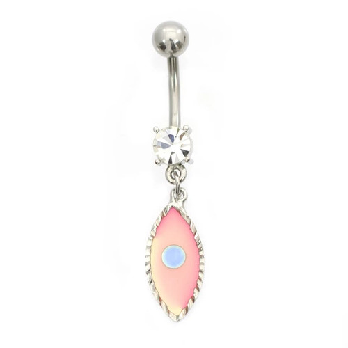 Dangle Eye Prong Blue CZ Belly Ring Piercing
