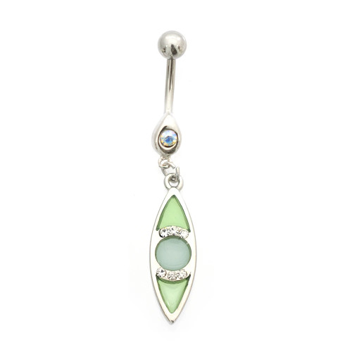 Green Eye Dangle Belly Ring Piercing