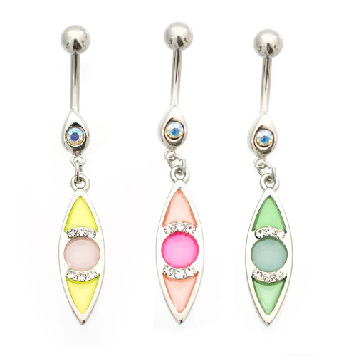 Pastel Blue Eye Dangle Belly Button Ring