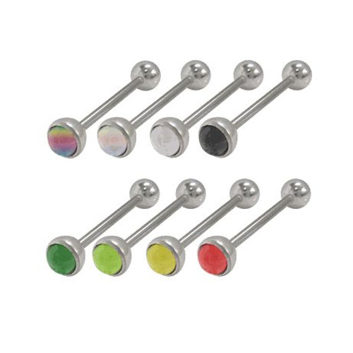 Body jewlery, 316L surgical steel with UV acrylic design bead, Barbell Tongue ring