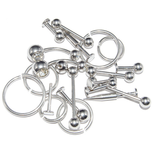 Wholesale Lot of 20 Basic 14G Body Piercing Jewelry Surgical Steel