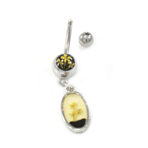 Externally Threaded Dry Flower Dangling Belly Ring