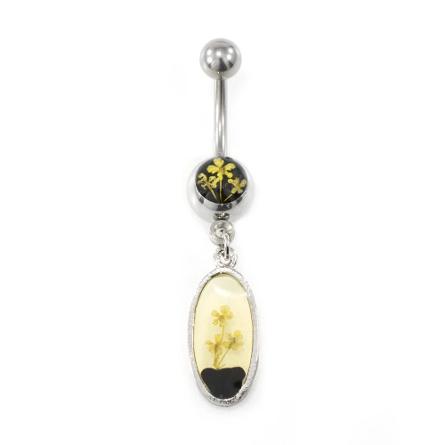 Dry Flower Dangle Belly Button Ring