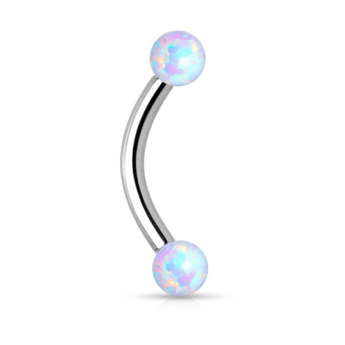 White Opal Curved Eyebrow Barbells