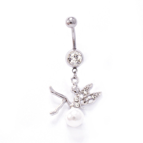 Dangle Fairy Opal CZ Belly Button Ring Piercing