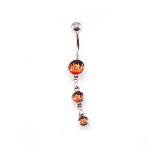 Fire Design Dangle Belly Button Ring 14g Surgical Steel