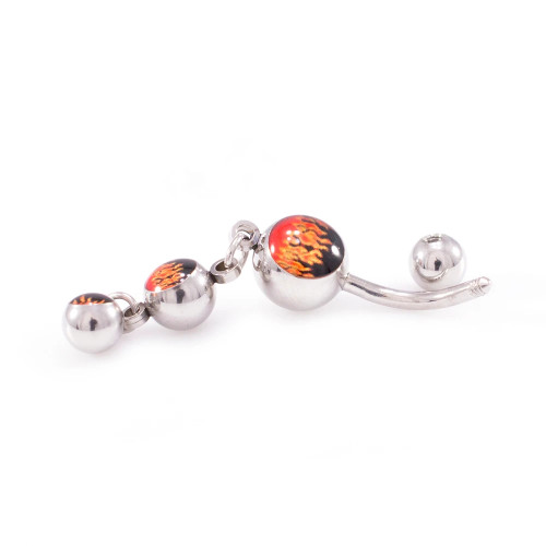 14G Flame On Logo Ball Belly Ring Piercing Navel Jewelry