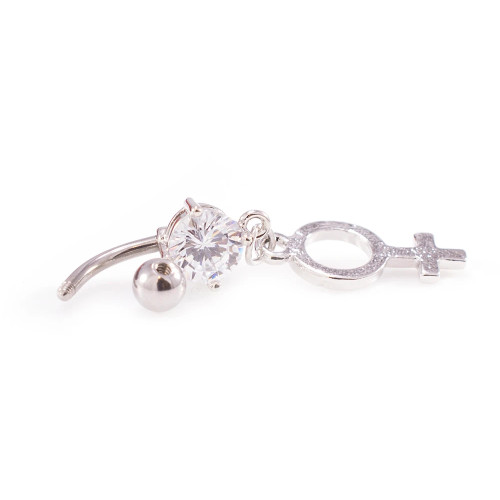 Externally Threaded Female Symbol CZ Belly Ring