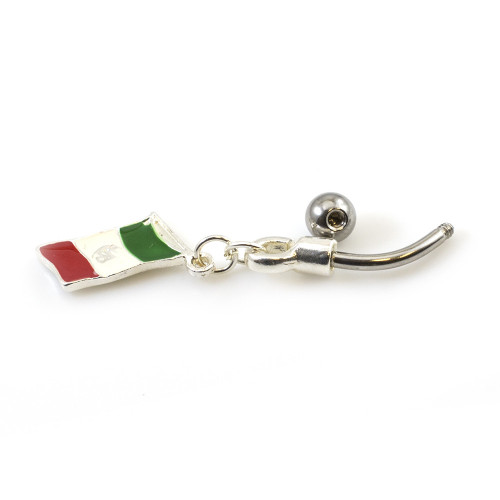 Steel Dangling Mexican Flag Belly Navel Rings