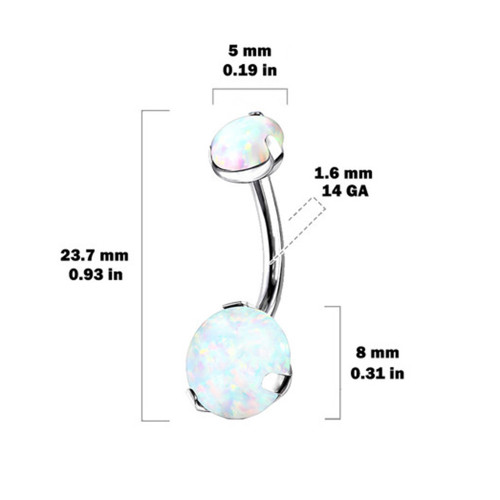 14G Double Opal Belly Rings Piercings Jewelry
