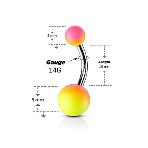 Rubber Coated Gradient Ball Belly Rings