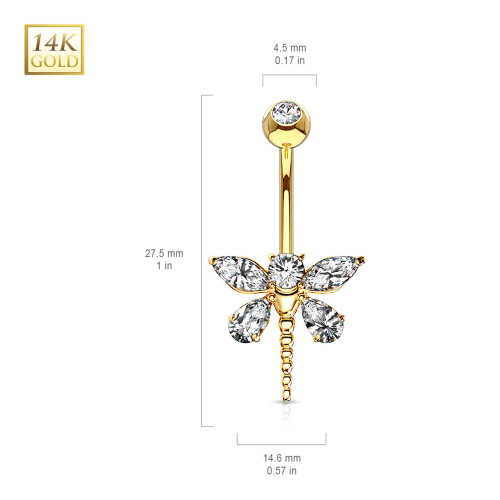 Marquise Dragonfly CZ Belly Button Ring