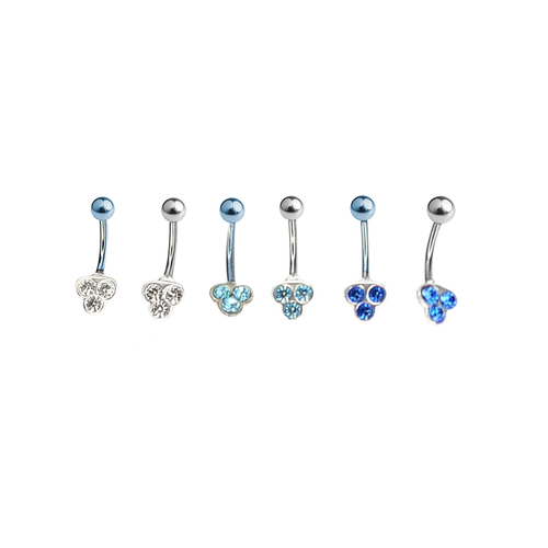Belly Button Ring Solid Titanium 3 Jewel Design 14ga Sold individually