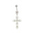 Cross Dangle Flower Pink CZ Belly Ring