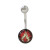 Belly Button Ring 14 gauge Surgical Steel with Glow in the Dark Flames Design