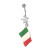 14 gauge Belly Button Ring with Dangling Italian Flag