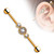 Steel CZ Triple Diamond CZ Industrial Barbells