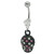 14 gauge Black Baseball Cap Belly Ring with Cz Gems