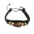 Leather Bracelet with Brown Skull and Black Rope