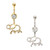 14 Gauge 7/16" Studded Elephant Dangle Style Belly Ring