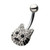 Clear and Black CZ Feature Cat Head Fixed Belly Button Ring 14ga
