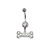 Surgical Steel 14ga Dog Bone Belly Ring with CZ Gems