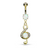 Treble Clef Design Dangling 14ga Belly Ring with Opal Glitter Stones