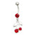 Cherry Red CZ Dangle Belly Button Rings