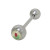 Straight Barbell Tongue Ring Surgical Steel Shaft with Flower Logo