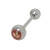 Straight Barbell Tongue Ring Surgical Steel Shaft with Flower Logo