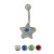 14 gauge Surgical Steel Star Belly Ring with Cz Jewel
