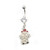 Boy with Christmas Hat Dangle  Belly Ring - 14ga