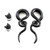 Two Pairs Pack- Glass Black Cat Plugs and Black Glass Single Twist Spiral Tapers 