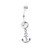 Dangling Anchor Clear CZ Belly Button Ring