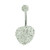 14 gauge Clear Swarovski Crystal Ferido Heart Belly Button Ring - Out of Stock
