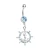Ship's Wheel Blue CZ Belly Button Ring Piercing