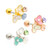 Enamel Flowers Cubic Zirconia Jeweled Design Ear Cartilage Barbell 16ga Surgical Steel - Sold Each 