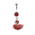 Multiple CZ Swan Designed Belly Button Ring 14ga 3/8 inches