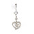 Jeweled Heart & Prism  Dangle Belly Button Ring 14g Sold Each
